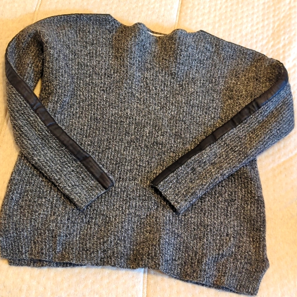 Charcoal Madewell Sweater w/ Leather Details